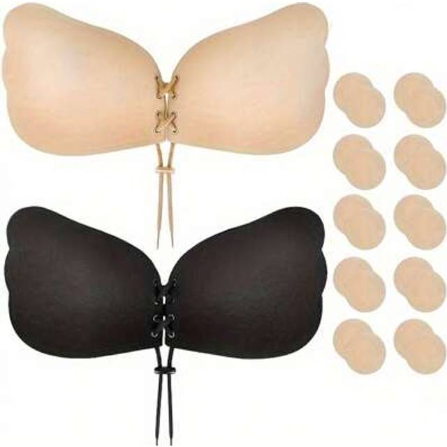 SHEIN 1pair Invisible Stick-On Lift Bra, Strapless Strappy Push Up Self-Adhesive Bra, Women&#39;s Lingerie Accessories Sticky Bra,Strapless Sticky Bra Open Back