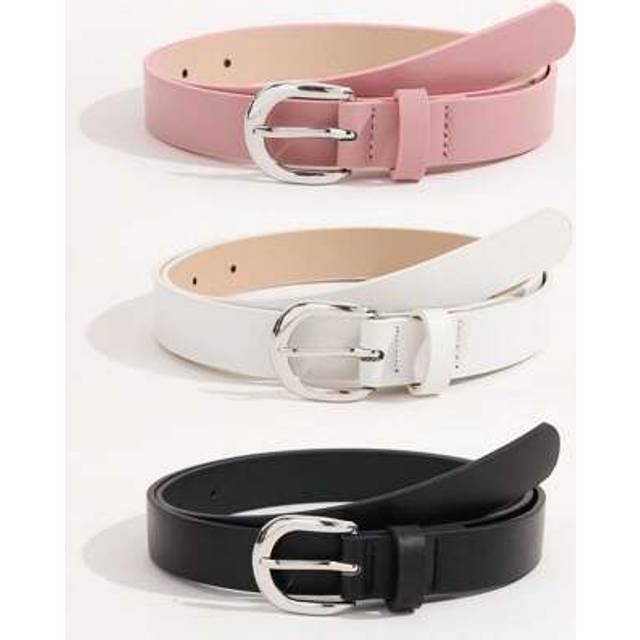 SHEIN 3pcs Women Elegant Luxury Minimalist Square Buckle Versatile PU Leather Solid Color Waist Belt, Suitable For Dresses, T-Shirts, Jeans, Suits, Daily Of