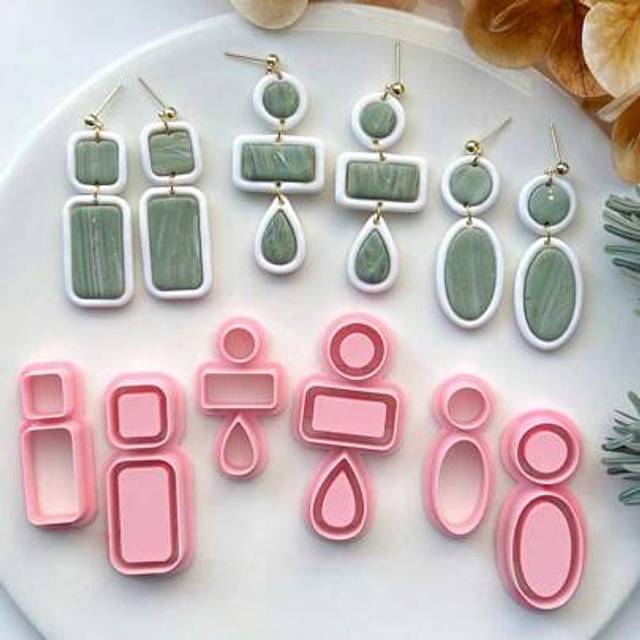 SHEIN Boho Fashion Polymer Clay Cutters, Basic Embossing Clay Earring Cutter For Polymer Clay Jewelry Making, Boho Polymer Clay Stud Earring Making Tool, Cl