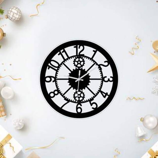 SHEIN 1Pc, Creative Round Gear Digital Wall Clock, 12-Inch Wall Decoration Clock, Silent Clock, Suitable For Home Wall Decoration, Room Decoration, Living R