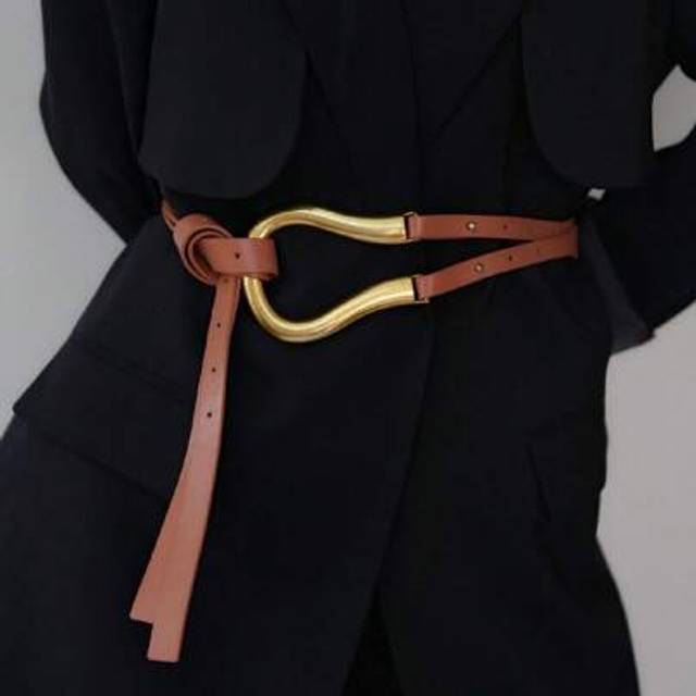 SHEIN 1pc Women Fashion Wide Waist Belt, Versatile Horseshoe Buckle Decor Belt For Skirts