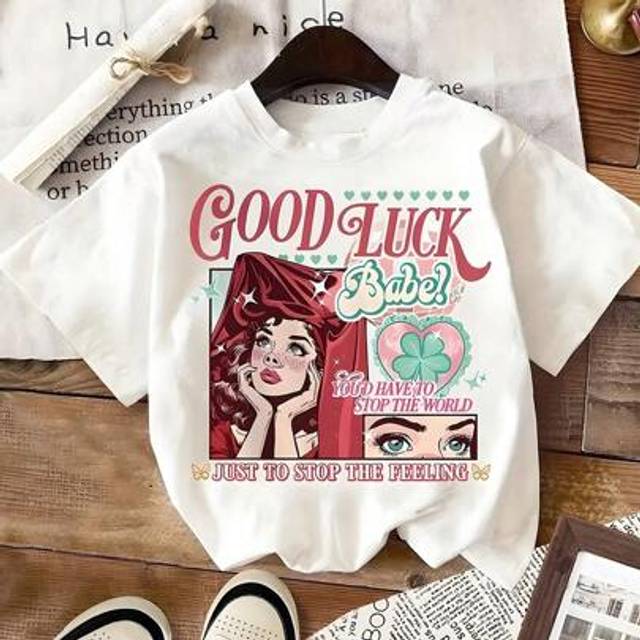 SHEIN Women Casual Vintage Blessing & Lucky Baby Graphic T-Shirt, Summer