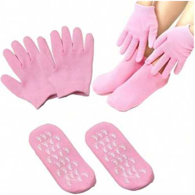 SHEIN Moisturizing Gloves & Socks, Heel Gel Sock Callus Rough Foot Care Treatment Soft Silicone Gel Lined Infused Lotion Spa Socks For Repairing Softening D