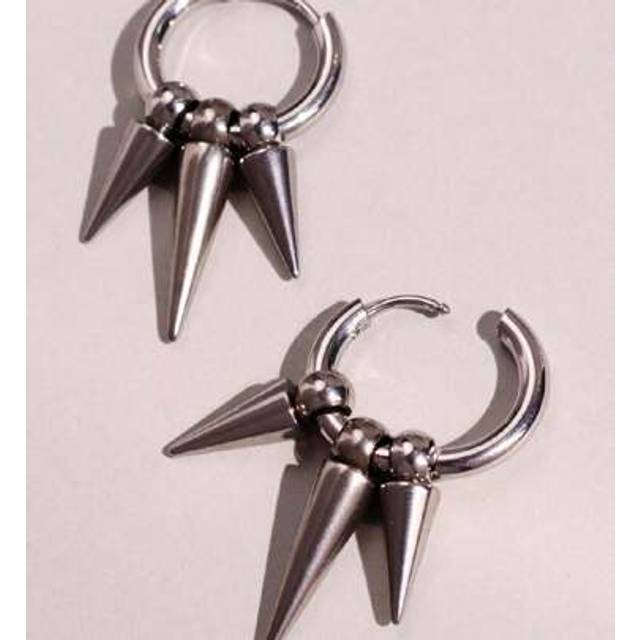 SHEIN 1 Pair Unisex Punk Gothic Hip Hop Multi Spike Huggie Hoop Earrings, Daily Wear And Party Jewelry