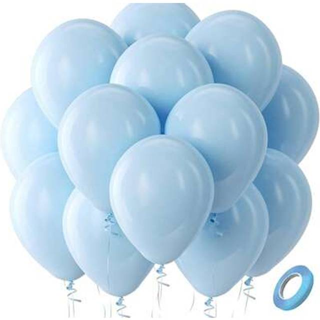 SHEIN 25/50pcs Pastel Blue Latex Party Balloons - 12 Inch Round Helium Light Blue Baby Blue Balloons For Wedding Baby Shower Gender Reveal Birthday Party De