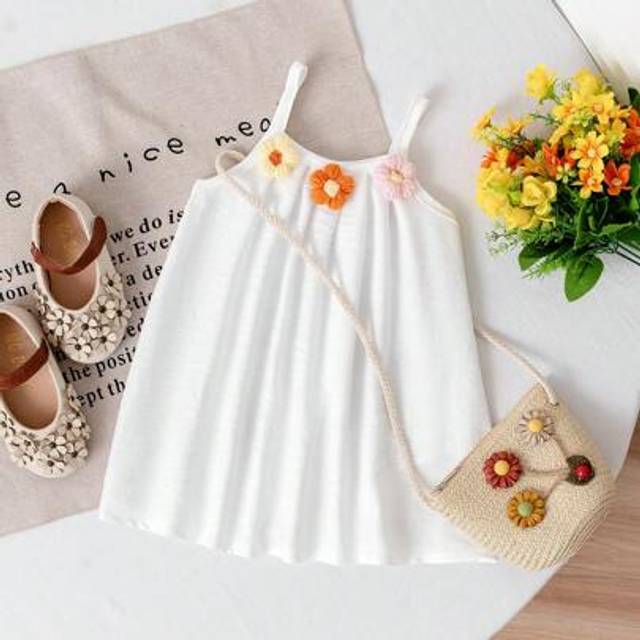 SHEIN Baby Girls Embroidered Strap Dress, Summer Holiday
