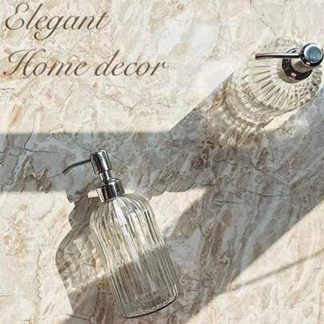 SHEIN Clear Glass Bottle Stainless Steel Pump Head Soap Dispenser For Shower Gel And Hand Wash Home Bathroom Decor Summer