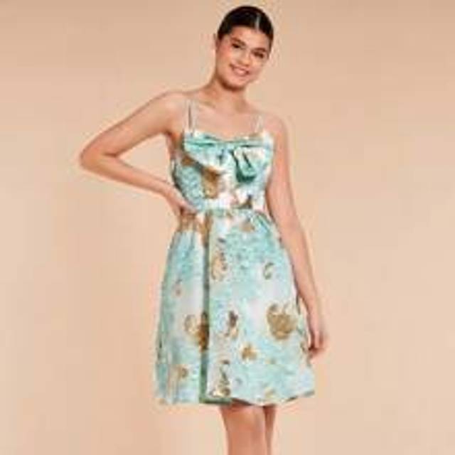 SHEIN Floral Jacquard Bow Front Cami Bridesmaid Dress