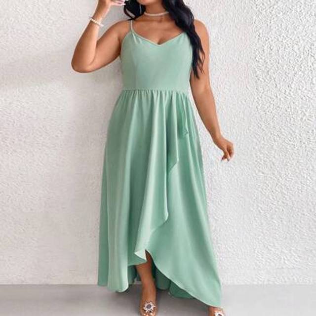 SHEIN Strappy Criss-Cross Hem Dress, Plus Size Spring/Summer Bridesmaid Gown