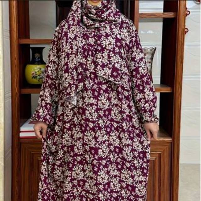SHEIN Plus Size Elegant Printed Long Dress, Traditional Arab Women&#39;s Abaya, Women&#39;s Dress,Modest