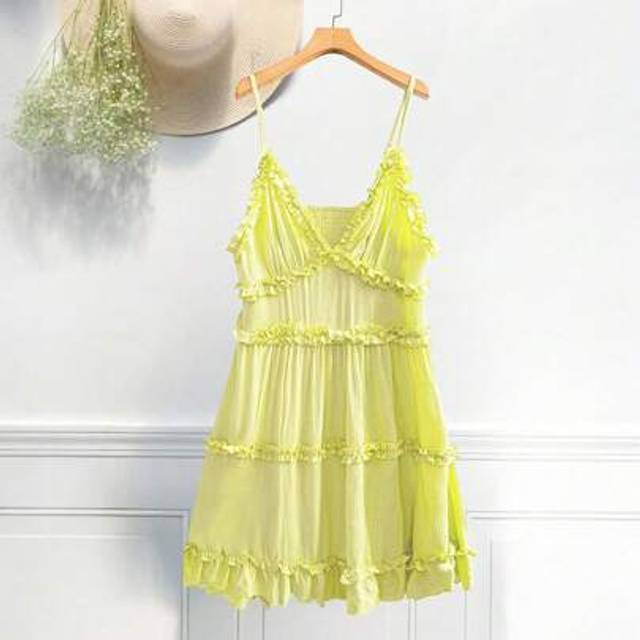 SHEIN Festival, Boho, Hippie, Cowgirl, Old Money Inspired Sleeveless Sweet Ruffled Trim Decor Summer Dress, High Waist Fitted Relaxed Versatile