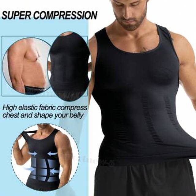 SHEIN Men&#39;s Slimming Compression Shapewear Vest And Tight-Fitting Muscle Tank Top, Tummy Control Undershirt And Body Shaper With Abdomen And Belly Compressi