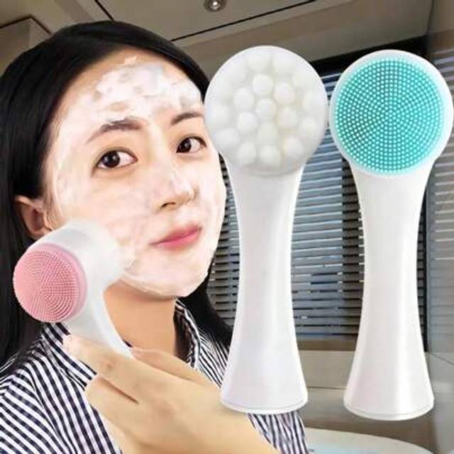 SHEIN 1Pc 2-In-1 Pink Soft Bristle Facial Cleansing Brush, Double-Sided Manual Face Pore Deep Cleansing Blackhead Remover (For College), 1 Piece Dual-Sided