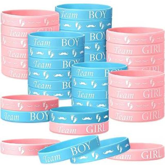 SHEIN 20pcs Gender Reveal Bracelets, Team Boy Silicone Wristbands And Team Girl Rubber Bracelets For Gender Reveal Ideas Party Supplies Decorationsbaby Show