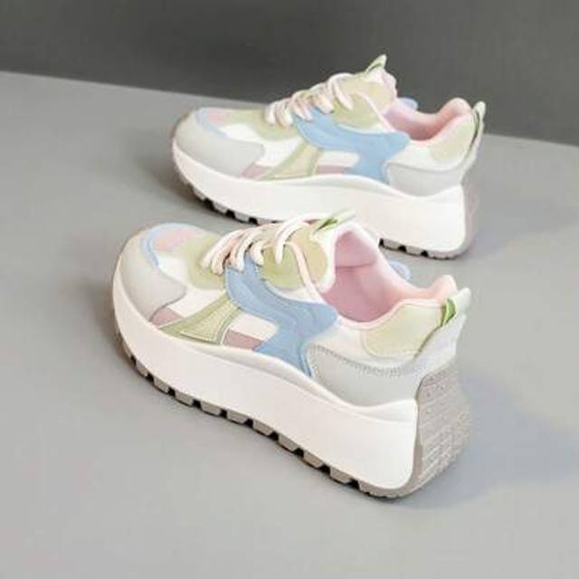 SHEIN Fashionable & Comfortable Thick Sole Casual Sneakers, Stylish Color Blocking Design, New Korean Spring/Summer Style, Suitable For Campus Wear, Versati