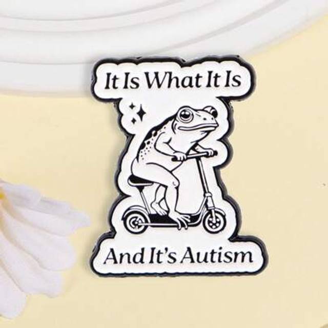 SHEIN 1PC Funny Frog Enamel Pin Animal Brooch Pines Lapel Pins Autism Badge On Backpack Clothing Accessories Humor Jewelry Friends Gifts