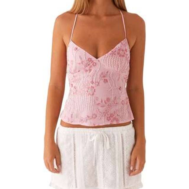 SHEIN Women Camisole, Sleeveless Tops V-Neck Backless Flower Summer Vest For Party Club
