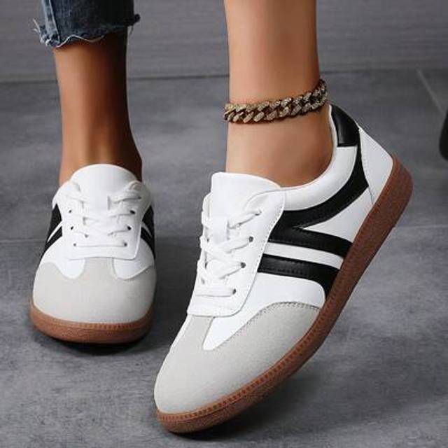 SHEIN Comfortable White Flat Shoes, Soft Sole Low-Top Canvas Sneakers
