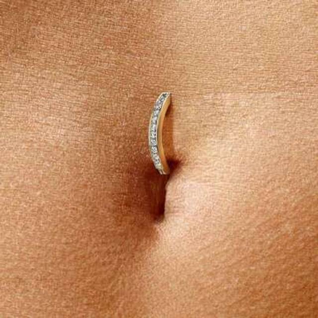 SHEIN 1PC 925 Sterling Silver Diamond Navel Ring Belly Button Reverse Belly Ring Navel Jewelry For Women Daily Wear Anniversary Birthday