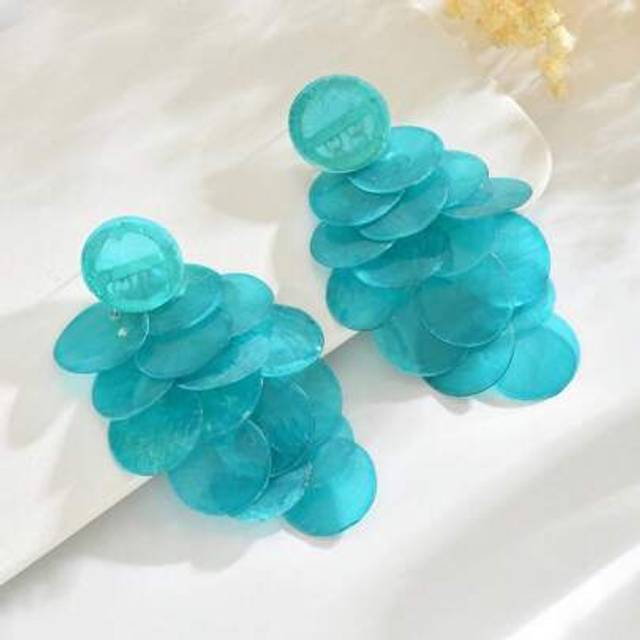 SHEIN 1 Pair Luxurious Grape Cluster Tassel Earrings, Exaggerated Asymmetrical Disc Textured Long Tassel Earrings, Suitable For Ladies&#39; Daily & Resort Wear