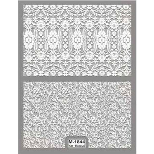 SHEIN Vintage Relief Full Edition Lace Nail Stickers, Black And White Lace Nail Stickers, Lace Nail Stickers Decals, 3D Relief Nail Stickers, Vintage Europe