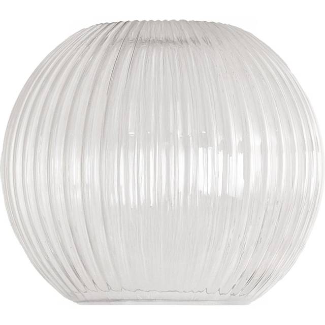 ValueLights Maddison Clear Ribbed Glass Globe Easy Fit Pendant Lamp Shade - White - 18 x 20 x 20cm