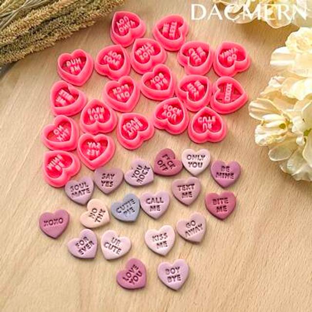 SHEIN Love Conversation Polymer Clay Cutters, Valentine&#39;s Day Clay Earring Cutter For Polymer Clay Jewelry Making, Polymer Clay Stud Earring Stamp Making To