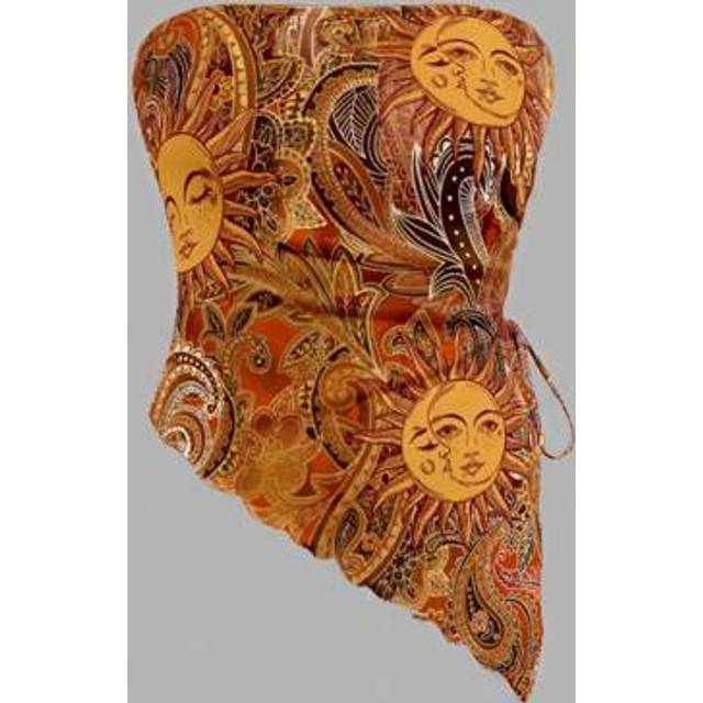 SHEIN Women&#39;s Casual Minimal Paisley Floral Print Off-Shoulder Sleeveless Blouse, Suitable For Vacation,Tube Top