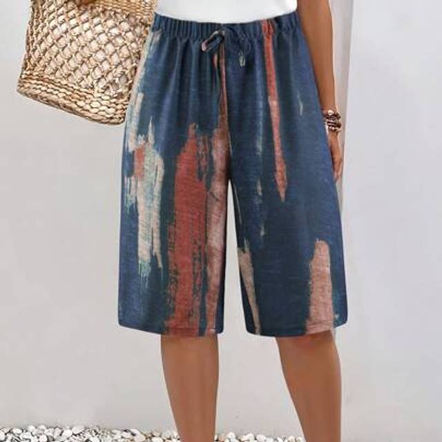 SHEIN Women&#39;s Tie Dye Print Drawstring Waist Loose Casual Shorts