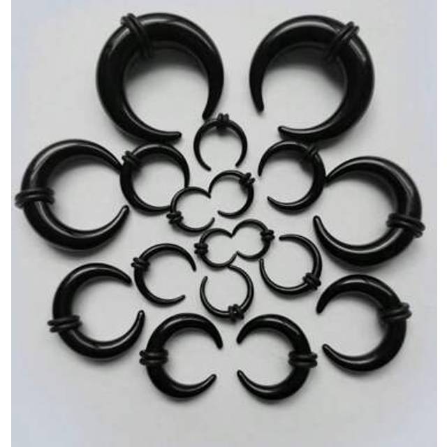 SHEIN 18/36/50Pcs Acrylic Septum Pincher Tapers C Shape Buffalo Ear Taper Kit Stretching Expander Rings For Nose Ear Gauges