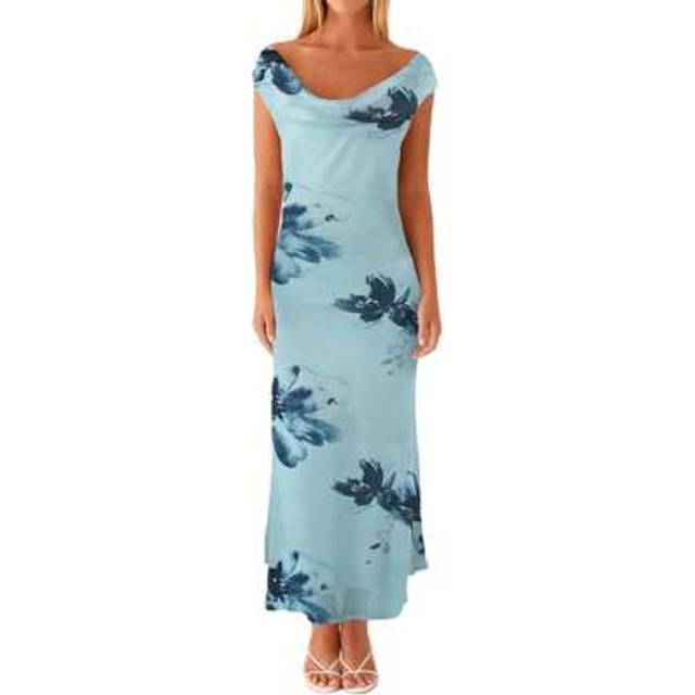 SHEIN Womens Y2K Drape Neck Tank Dress Sleeveless Solid/Floral Print Bodycon Maxi Dresses For Cocktail Club Party