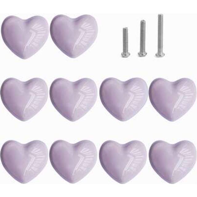 SHEIN 1/2/3/5/6/8/10/12/15/20pcs Ceramic Drawer Knobs Heart Shape Cabinet Dresser Pulls Handles With 3 Sized Screws, Kitchen Furniture Knobs For Closet Cupb