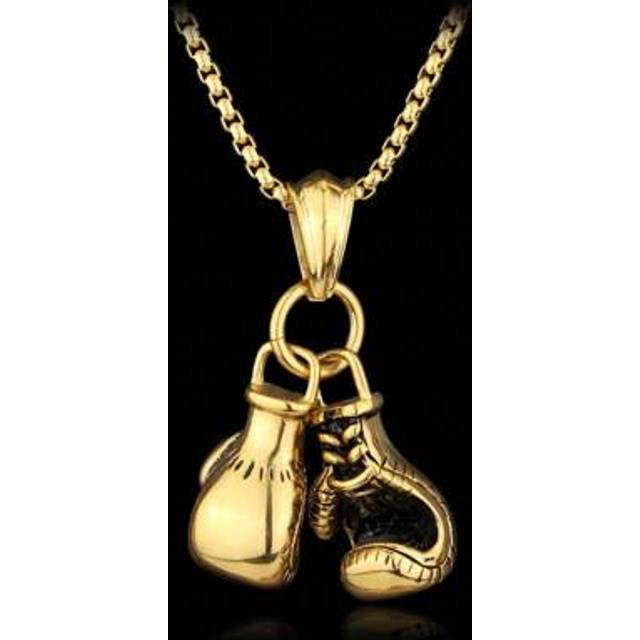 SHEIN 1pc Titanium Steel Boxing Glove Pendant Necklace, Stainless Steel Hip-Hop Men Necklace
