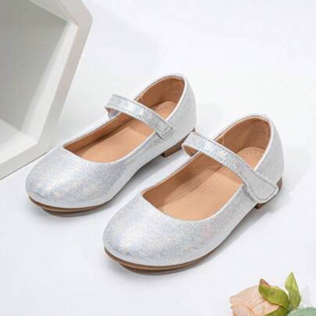 SHEIN Girls&#39; Comfortable Floral Massage PU Wave Knot Decor Flat Shoes