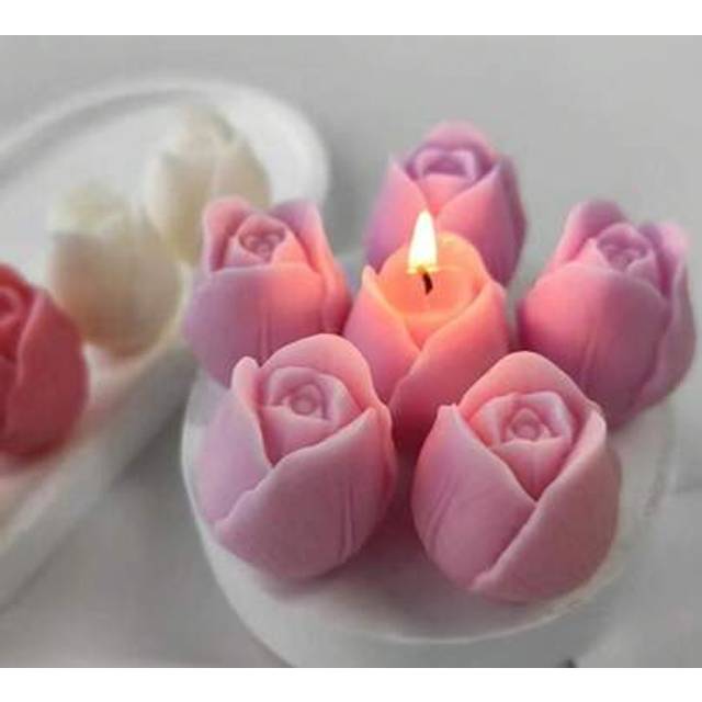 SHEIN 1pc Tulip Shaped Silicone Candle/Plaster Mold For DIY Tulip Decor Home Accessories