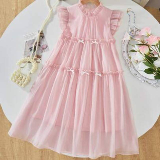 SHEIN Girl&#39;s Blue Textured Wrinkle Dress For Summer Classy Girl Dresses For Girls Kids Elegant Dress Dress For Girl 12 Girls Clothes Dresses Kid Elegant Dre
