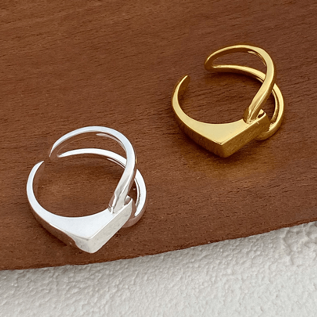 SHEIN 1PC Minimalist Unique Design 925 Sterling Silver Fine Jewelry Ring Fashionable Funky Dainty Geometric Lines Hollow Out Adjustable Rings For Girls Dail