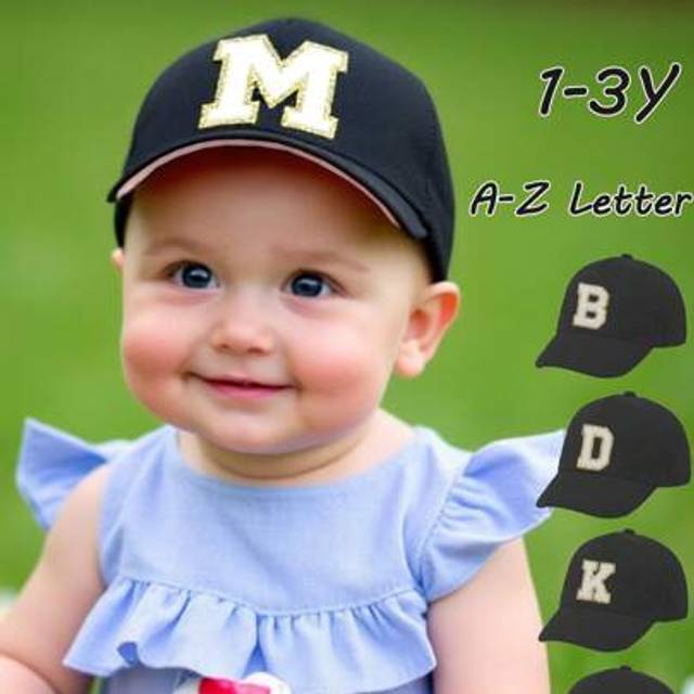 SHEIN 1PC Toddler Children 26 Letter Baseball Cap Gold Thread Embroidery Craft Letter Design Style Baby Boys Girls Kpop Snapback Sun Hats 1-3Y