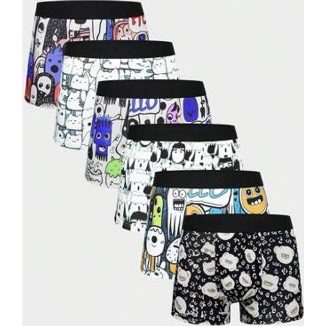 SHEIN 6pcs/Pack Men&#39;s Fashion Cartoon Print Boxer Briefs