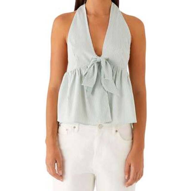 SHEIN Women Halter Top, Tie-Up Sleeveless Tops Backless Striped Summer Vest For Club Party