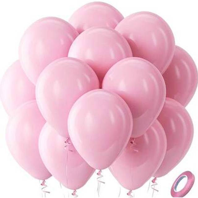 SHEIN 25/50pcs Pink Latex Party Balloons - 12 Inch Round Helium Blush Pink Rose Pink Balloons For Birthday Wedding Anniversary Baby Shower Gender Reveal Boh