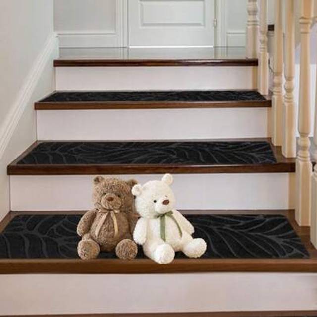 SHEIN 15 PCS Stair Tread Pads Stair Mats Wall Stickers Carpet Non-Slip Step Protectors - 65x20cm Reusable Stair Runner Rugs Covers Stair Protection Mats For
