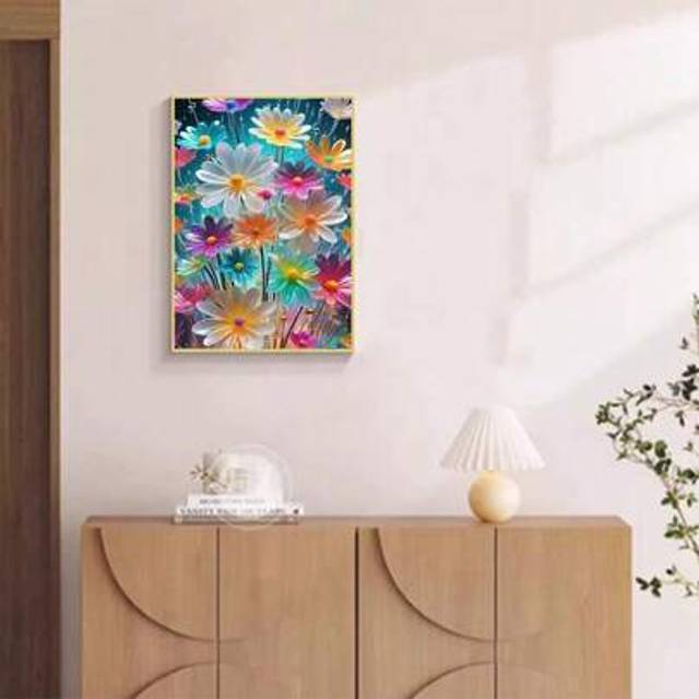 SHEIN 1pc DIY Diamond Painting Flower Floral Rhinestone Embroidery Home Decor Full Drill 11.8*15.7in