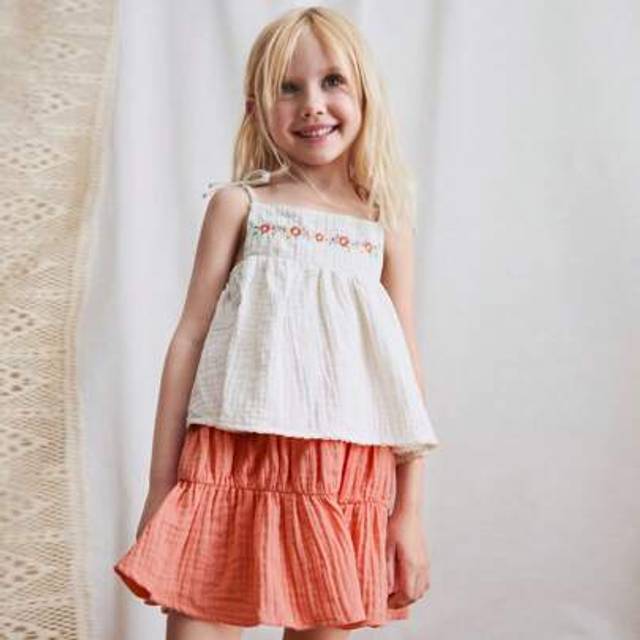 SHEIN Young Girls 2-Piece Textured Sleeveless Top And Mini Skirt Set, Summer Casual Outfit