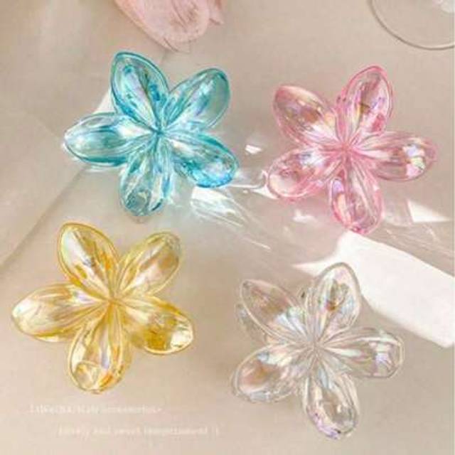 SHEIN 1/4pcs Transparent Egg Flower Claw Clip For Women, Half Tied Hair Clip At The Back Of The Head, Temperament Hair Claw Hair Clip, Atmosphere Flower Cli