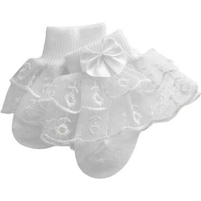 SHEIN Baby Girls Ruffle Lace Socks, Super Soft Infant Ankle Socks Princess Dress Socks With Bow