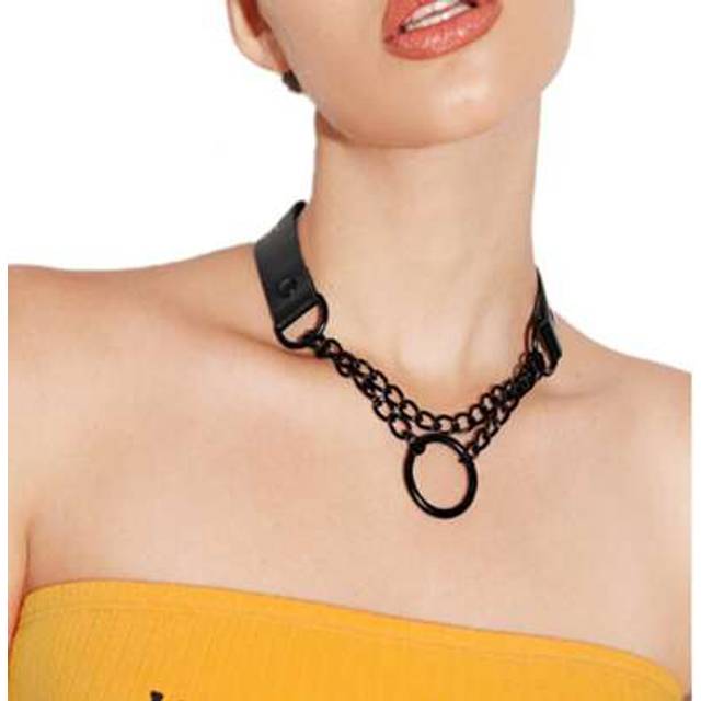 SHEIN 1pc Personalized Dark Punk Style Ring Collar Necklace