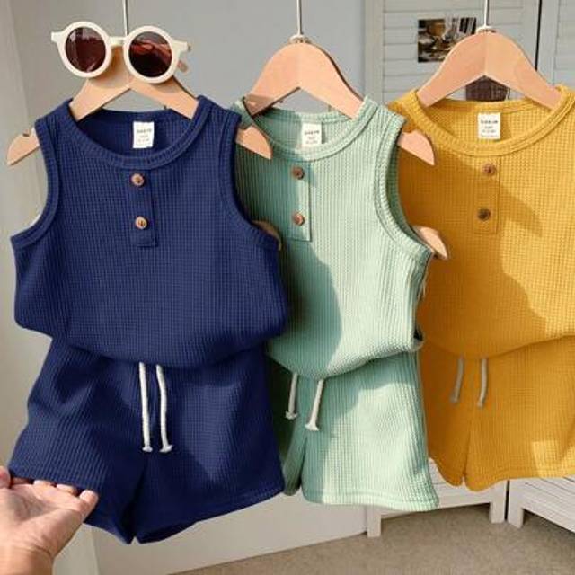 SHEIN 6pcs/Set Baby Boy Cute Casual Knitted Vest And Shorts Sets, Basic Summer Outfits