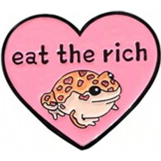 SHEIN Cartoon Cute Eat The Rich Frog Brooch Enamel Pin Custom Decorative Brooches Ornaments Lapel Bag Badges Jewelry Gifts Pin Valentine&#39;s Day Valentines Pi