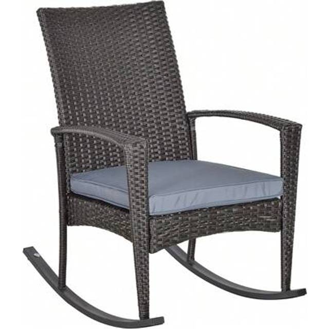 SHEIN 2025&#39;s Hottt-Outsunny PE Rattan Garden Rocking Chair, Outdoor Rocking  Cushion, 160 KG Capacity Wicker Garden Armchair Rocker  Metal Frame For Patio,